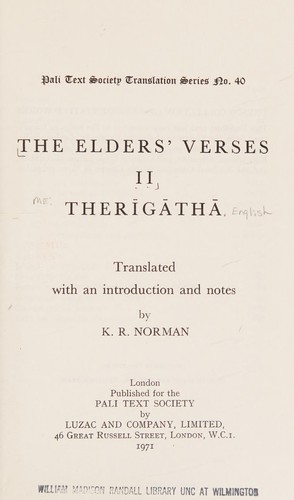 Elders' Verses II: The Therīgāthā